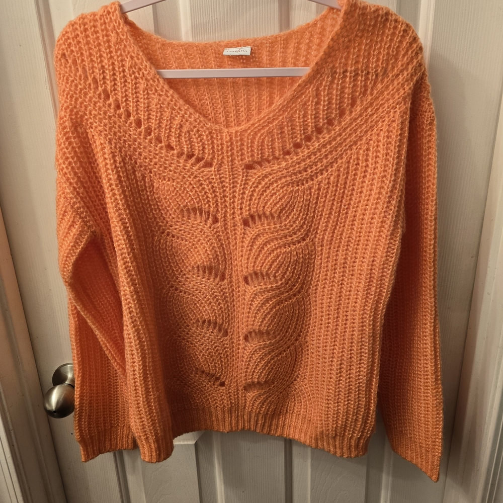 Vibrant Orange V-Neck Sweater